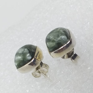 echter Natur SERAFINIT Ohrringe Ohrstecker 925 Silber Seraphinit