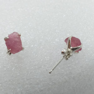 TURMALIN Ohrringe Ohrstecker 925 Silber pinker rosa Rubellit Rohstein