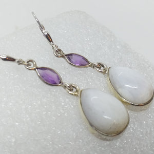 SKOLEZIT Ohrringe Klappbrisur 925 Sterling Silber Ohrhänger Brisur Amethyst