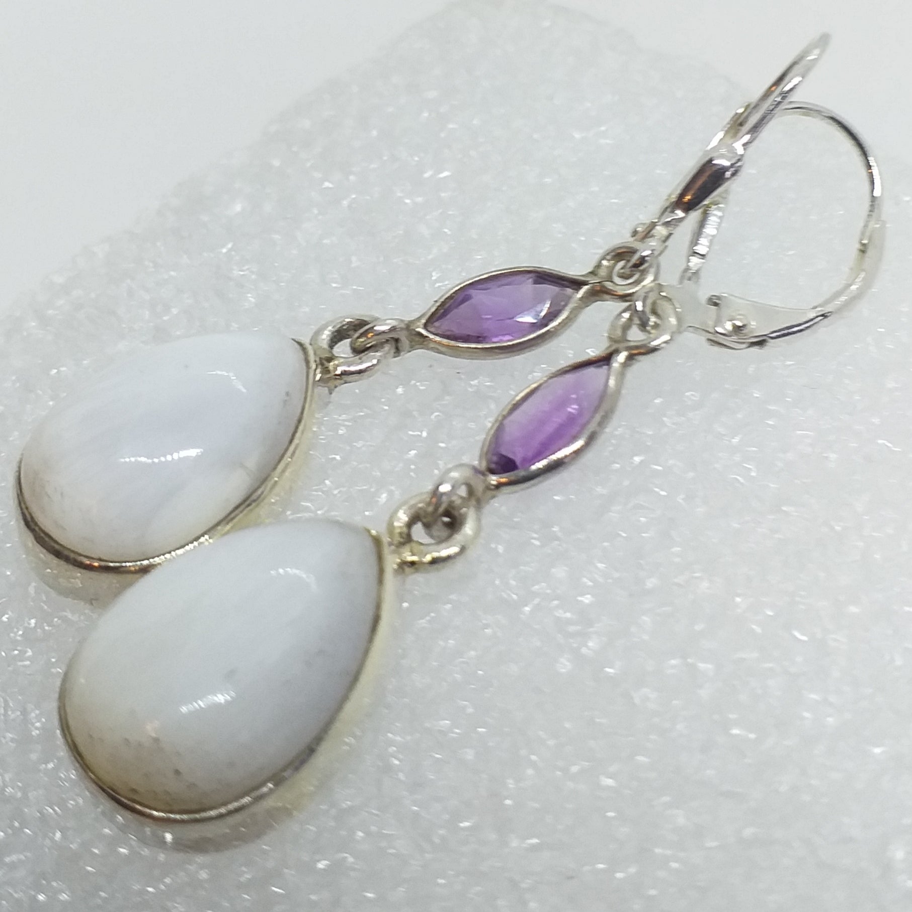 SKOLEZIT Ohrringe Klappbrisur 925 Sterling Silber Ohrhänger Brisur Amethyst