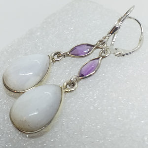 SKOLEZIT Ohrringe Klappbrisur 925 Sterling Silber Ohrhänger Brisur Amethyst