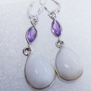 SKOLEZIT Ohrringe Klappbrisur 925 Sterling Silber Ohrhänger Brisur Amethyst