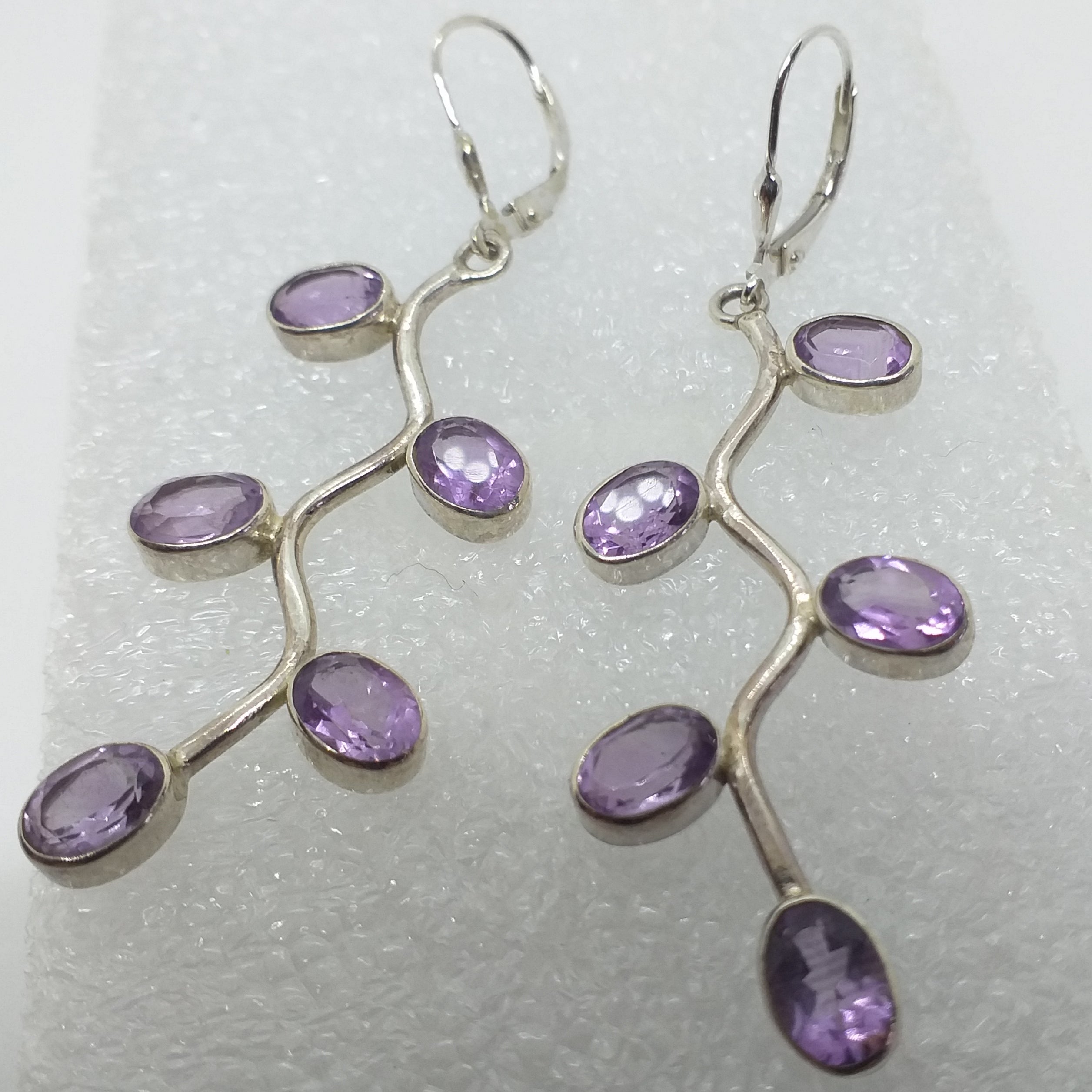 AMETHYST Ohrringe Ohrhänger 925 Sterling Silber Klappbrisur Brisur