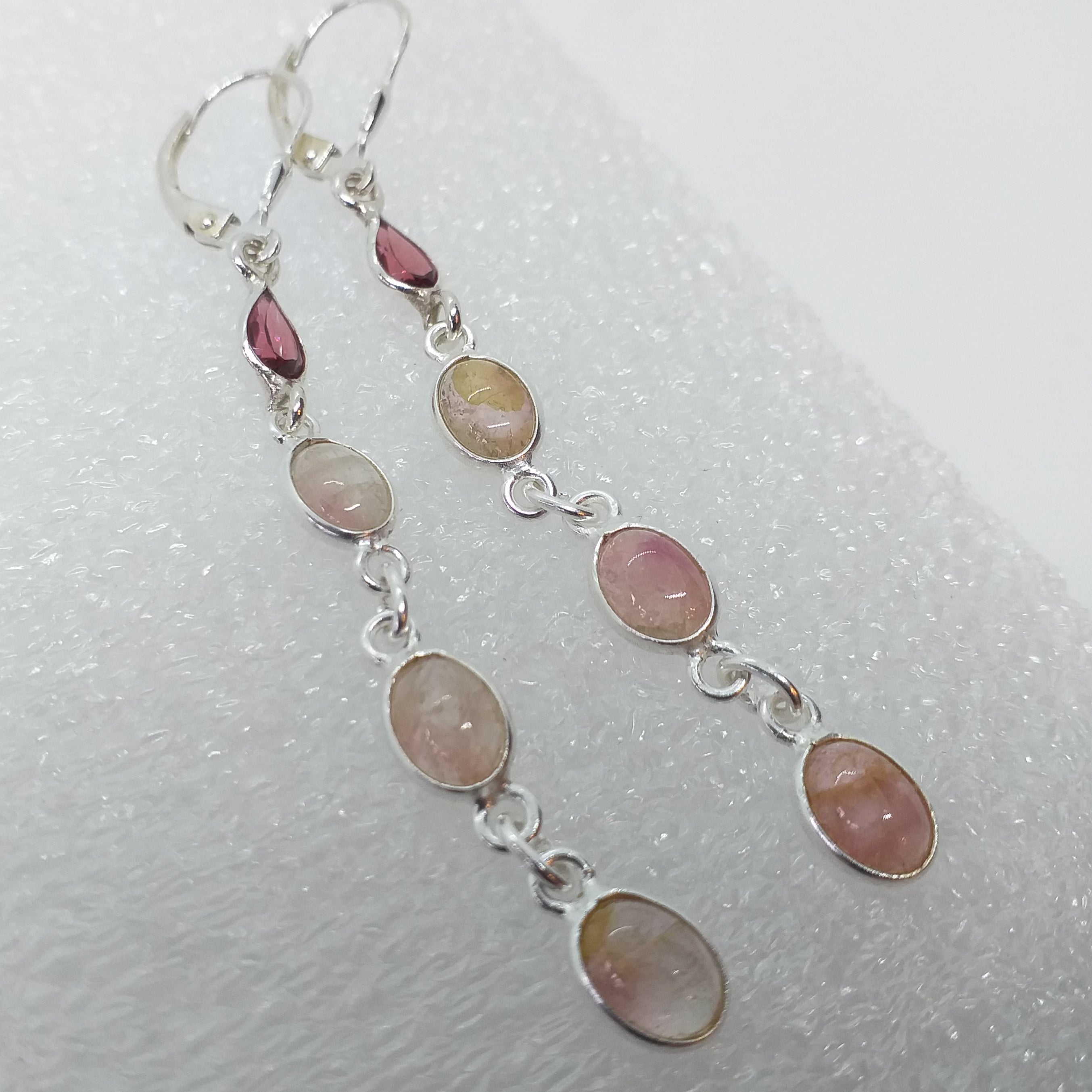 Rubellit Granat Ohrringe Klappbrisur 925 Silber Brisur Ohrhänger rosa pink Turmalin