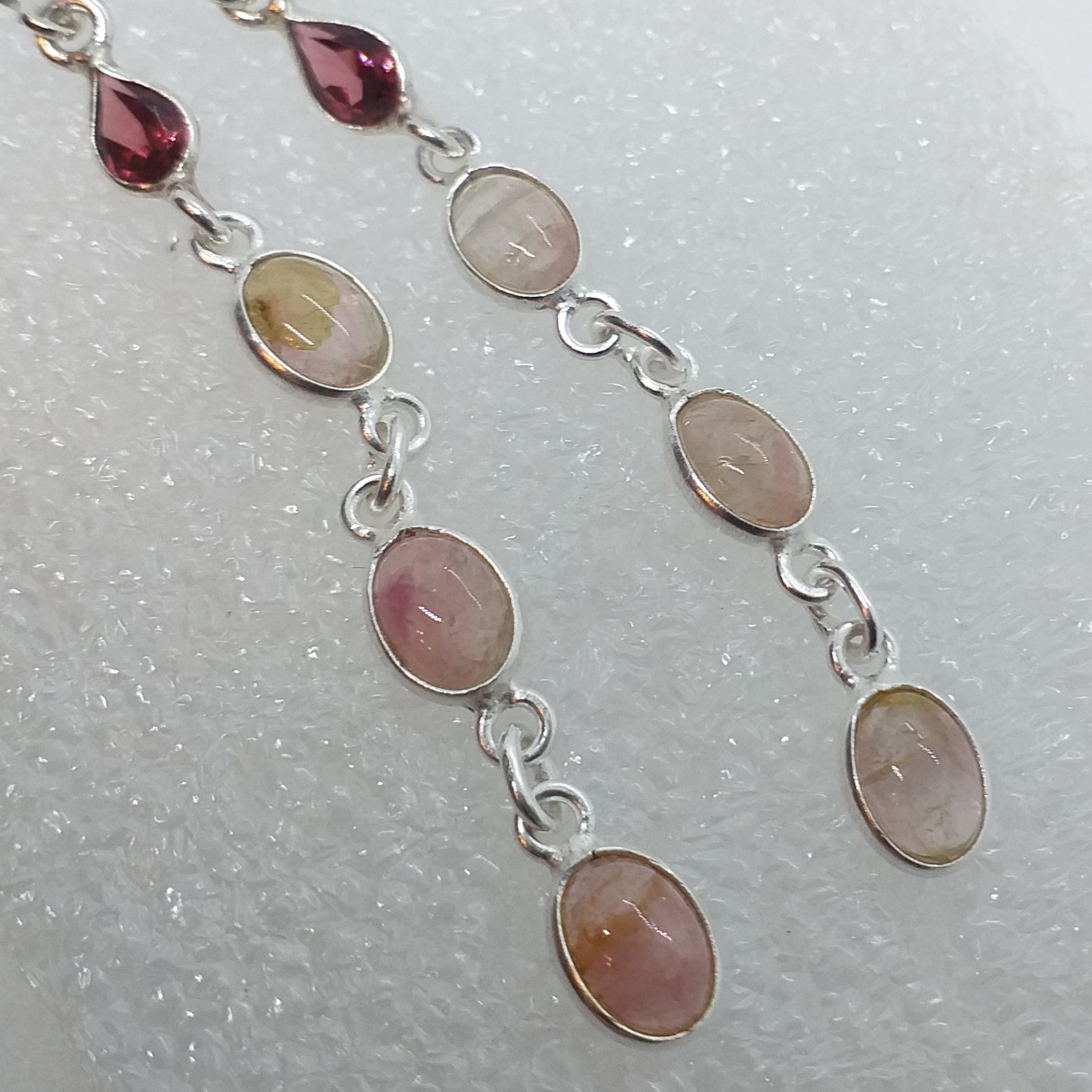 Rubellit Granat Ohrringe Klappbrisur 925 Silber Brisur Ohrhänger rosa pink Turmalin