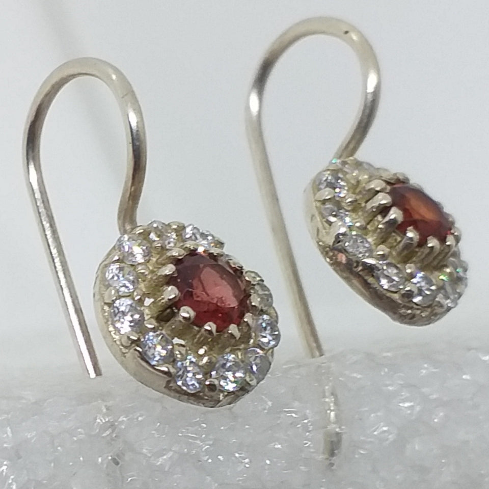GRANAT facettiert Ohrringe 925 Sterling Silber Ohrhänger