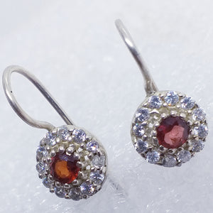 GRANAT facettiert Ohrringe 925 Sterling Silber Ohrhänger