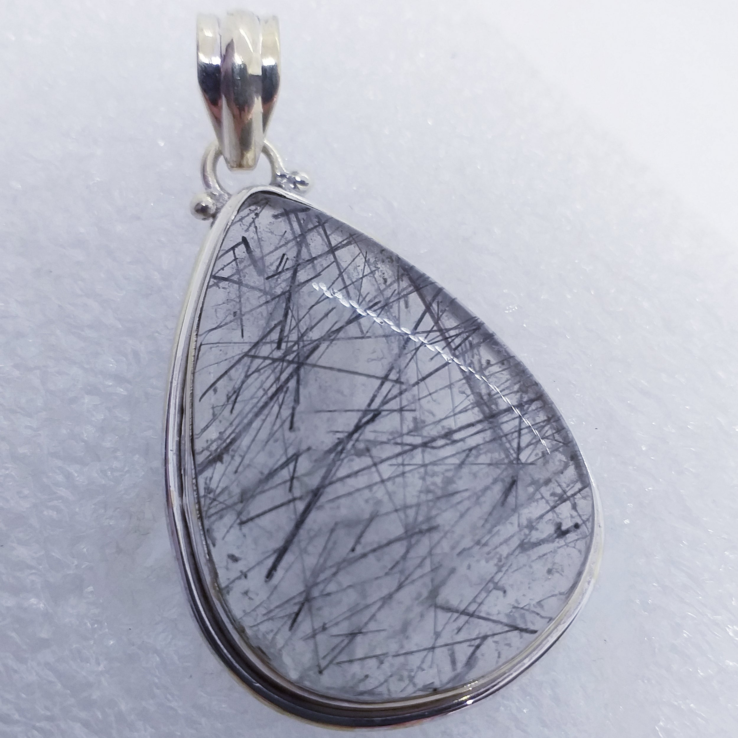 Natur TURMALINQUARZ Anhänger 925 Sterling Silber RIESIG