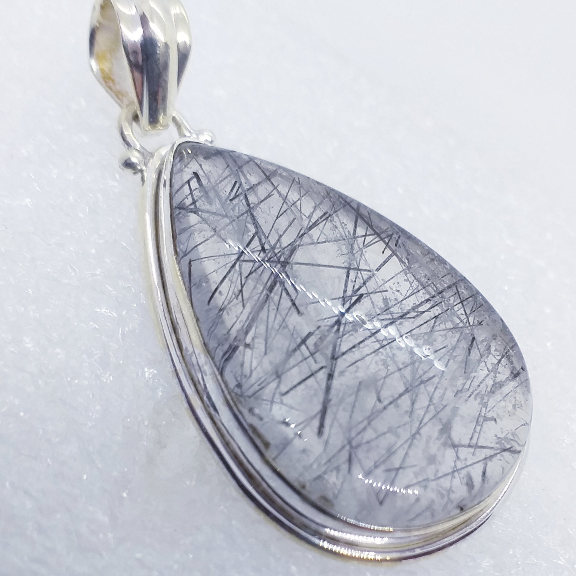 Natur TURMALINQUARZ Anhänger 925 Sterling Silber RIESIG