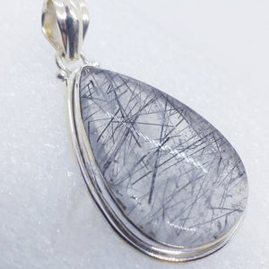 Natur TURMALINQUARZ Anhänger 925 Sterling Silber RIESIG