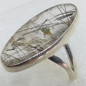 TURMALINQUARZ Ring Gr. 18 925 Silber Schörl in Quarz
