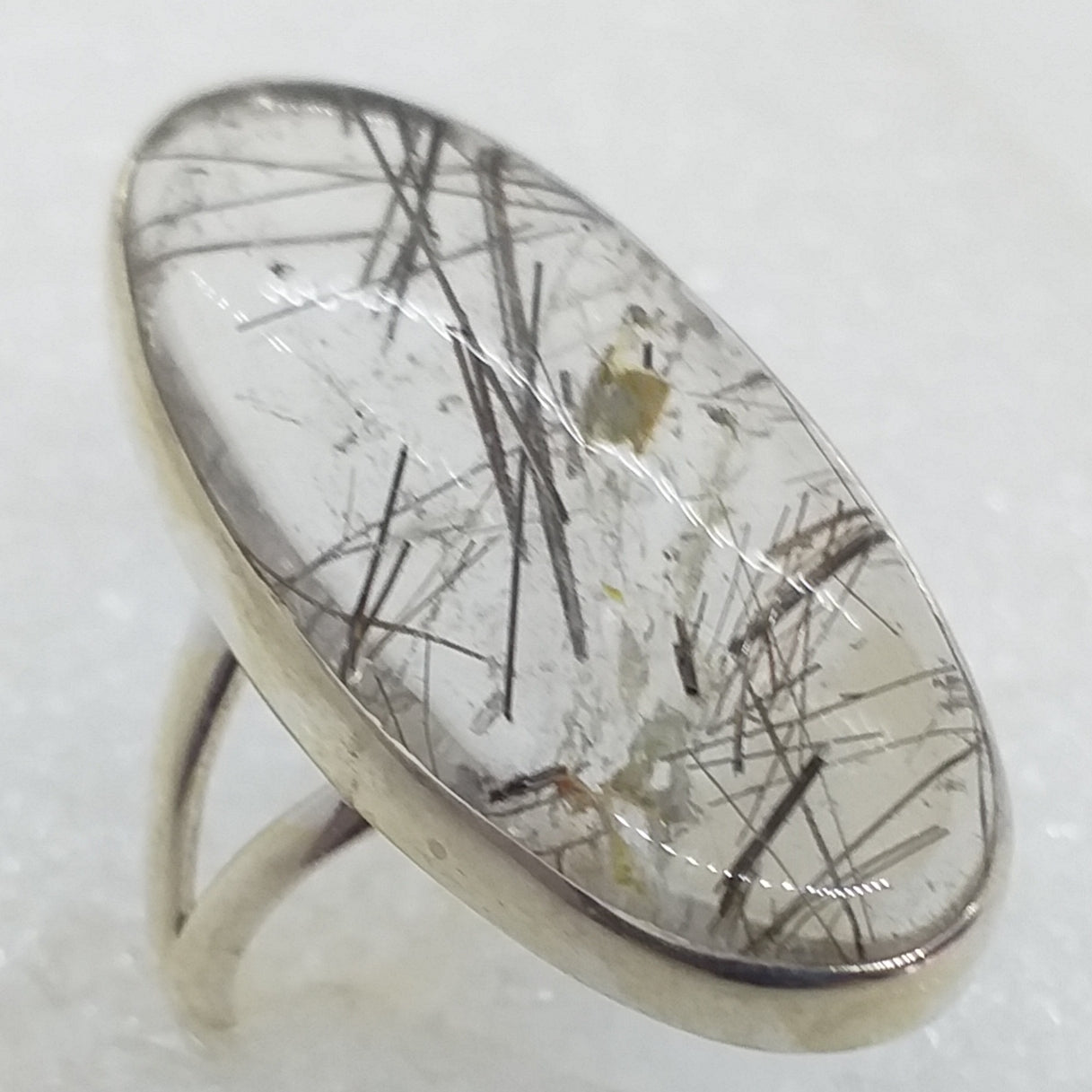 TURMALINQUARZ Ring Gr. 18 925 Silber Schörl in Quarz