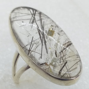 TURMALINQUARZ Ring Gr. 18 925 Silber Schörl in Quarz