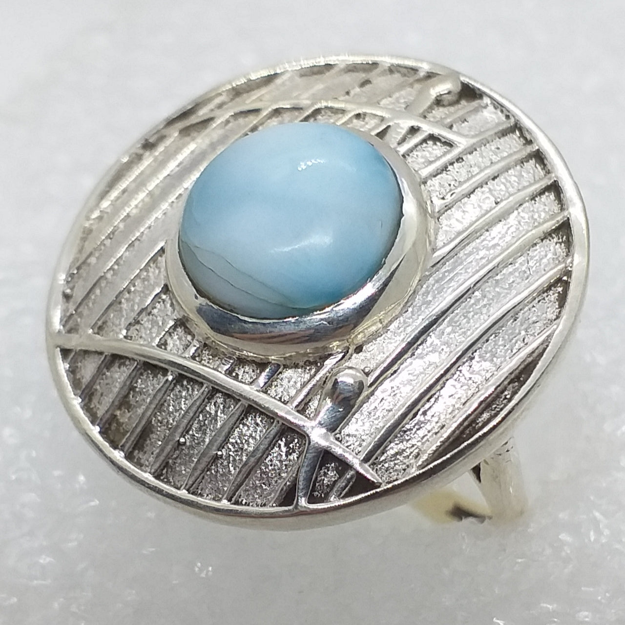 Natur LARIMAR Ring Gr. 18 925 Sterling Silber