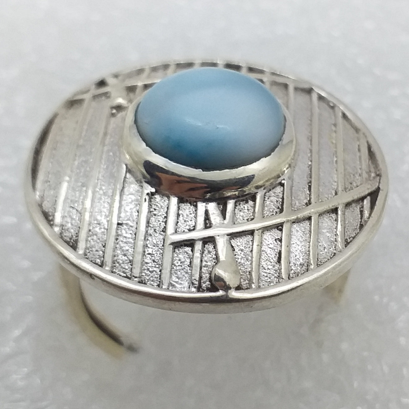 Natur LARIMAR Ring Gr. 18 925 Sterling Silber
