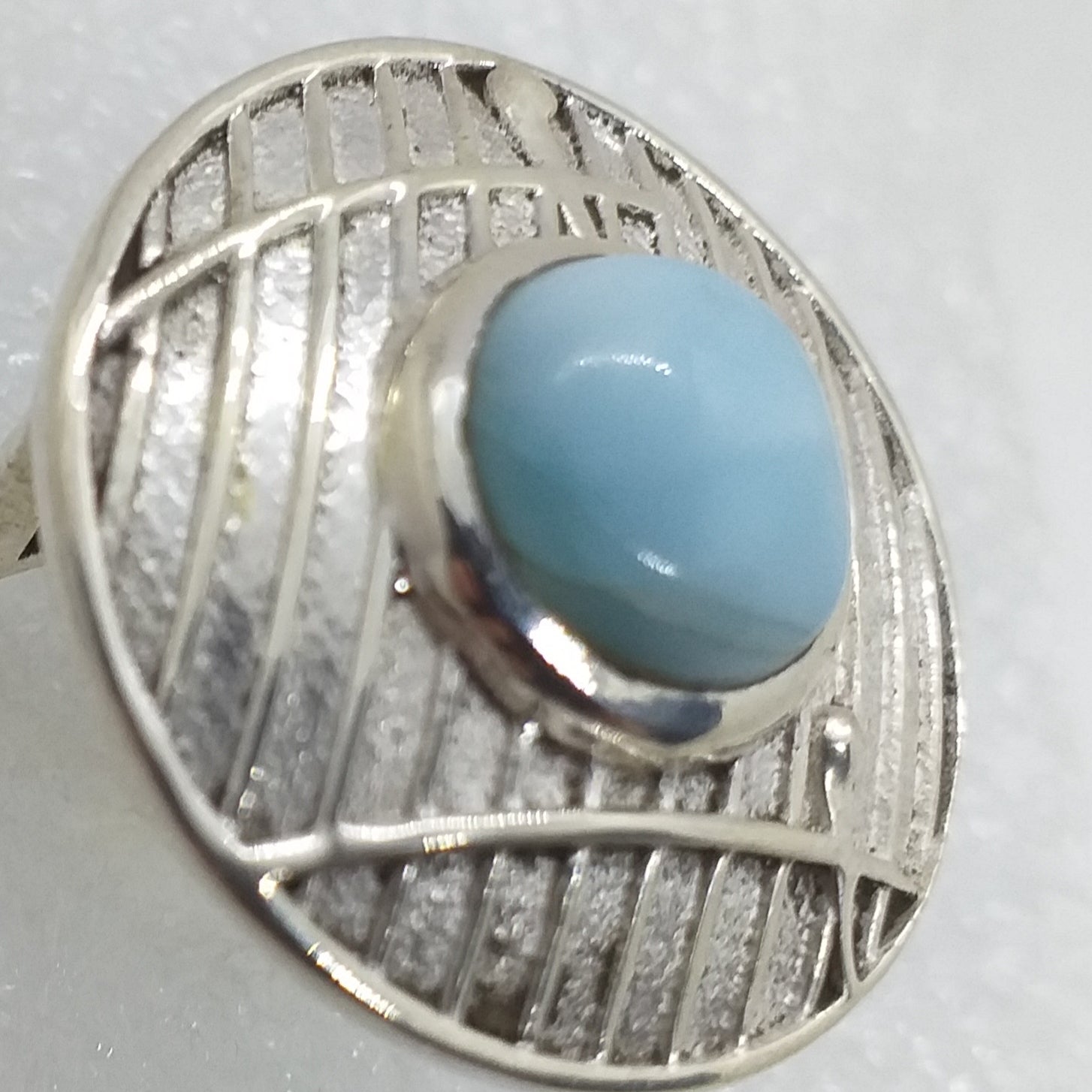 Natur LARIMAR Ring Gr. 18 925 Sterling Silber