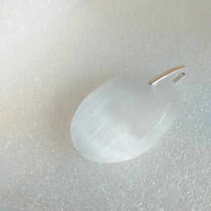 SELENIT Anhänger 925 Sterlingsilber Silber Marienglas Katzenauge 49 mm