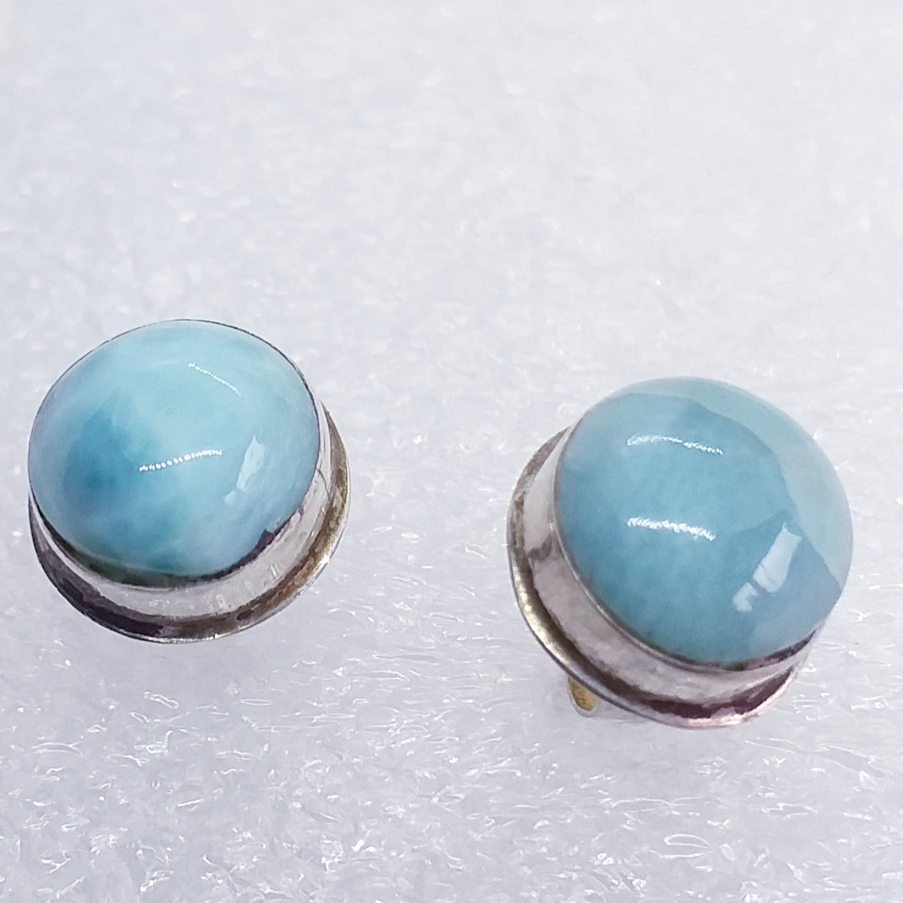 echter Natur LARIMAR Ohrringe Ohrstecker 925 Silber 9mm