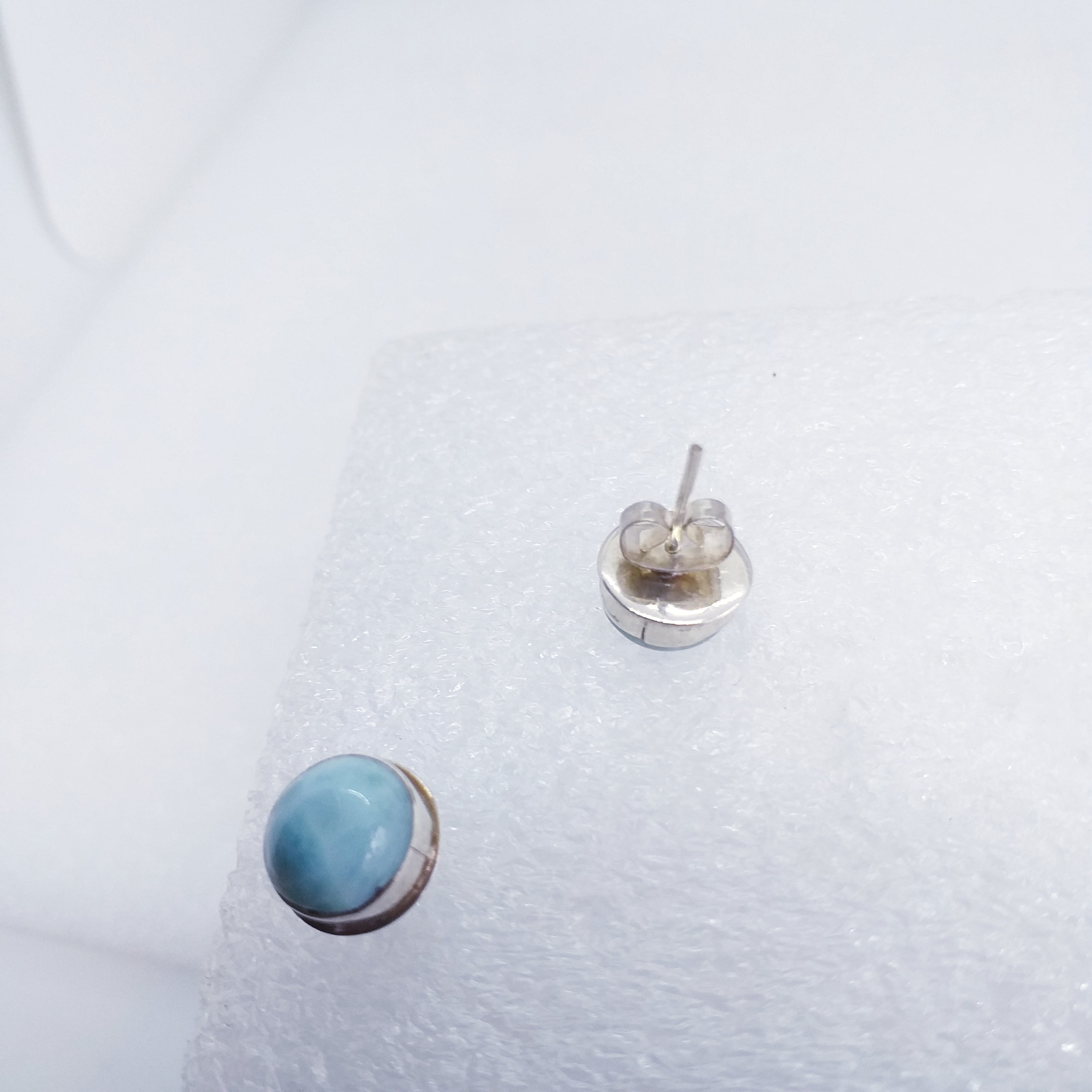 echter Natur LARIMAR Ohrringe Ohrstecker 925 Silber 9mm