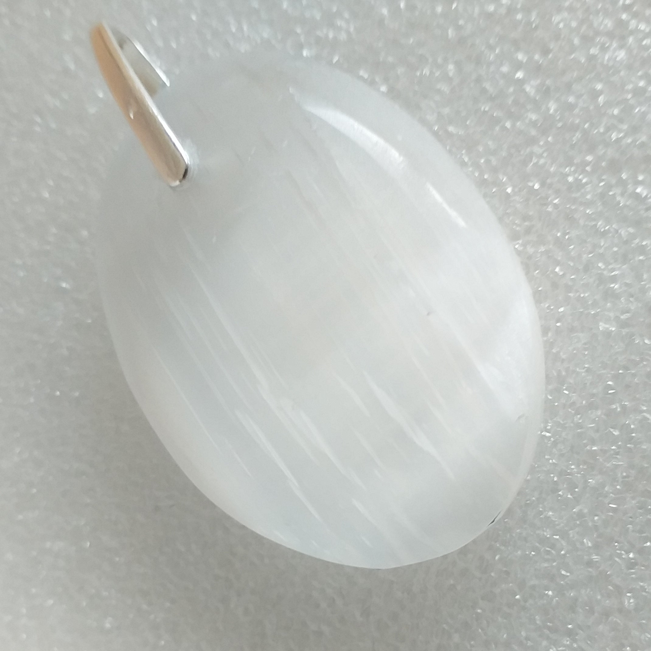 SELENIT Anhänger 925 Sterlingsilber Silber Marienglas Katzenauge 49 mm