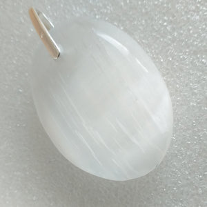 SELENIT Anhänger 925 Sterlingsilber Silber Marienglas Katzenauge 49 mm