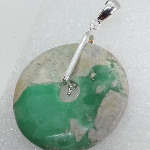 ECHTER natürlicher VARISCIT Variszit Anhänger 925 Sterling Silber Utah Türkis Donut