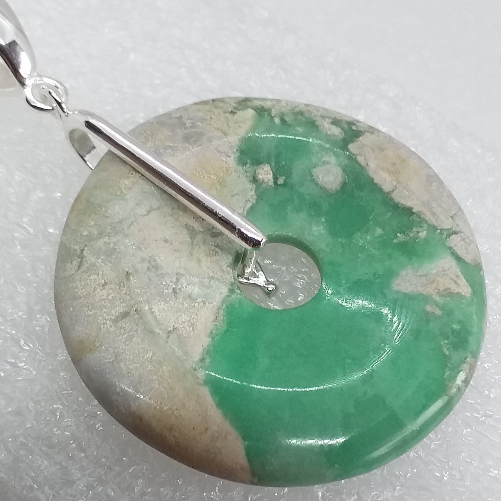 ECHTER natürlicher VARISCIT Variszit Anhänger 925 Sterling Silber Utah Türkis Donut