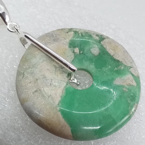 ECHTER natürlicher VARISCIT Variszit Anhänger 925 Sterling Silber Utah Türkis Donut