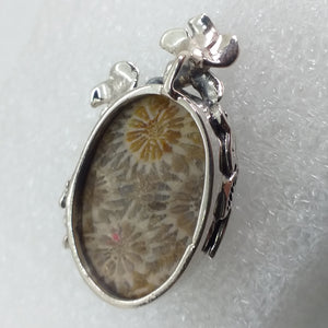 Koralle Petoskey FOSSILKORALLE Anhänger 925 Sterling Silber UNIKAT