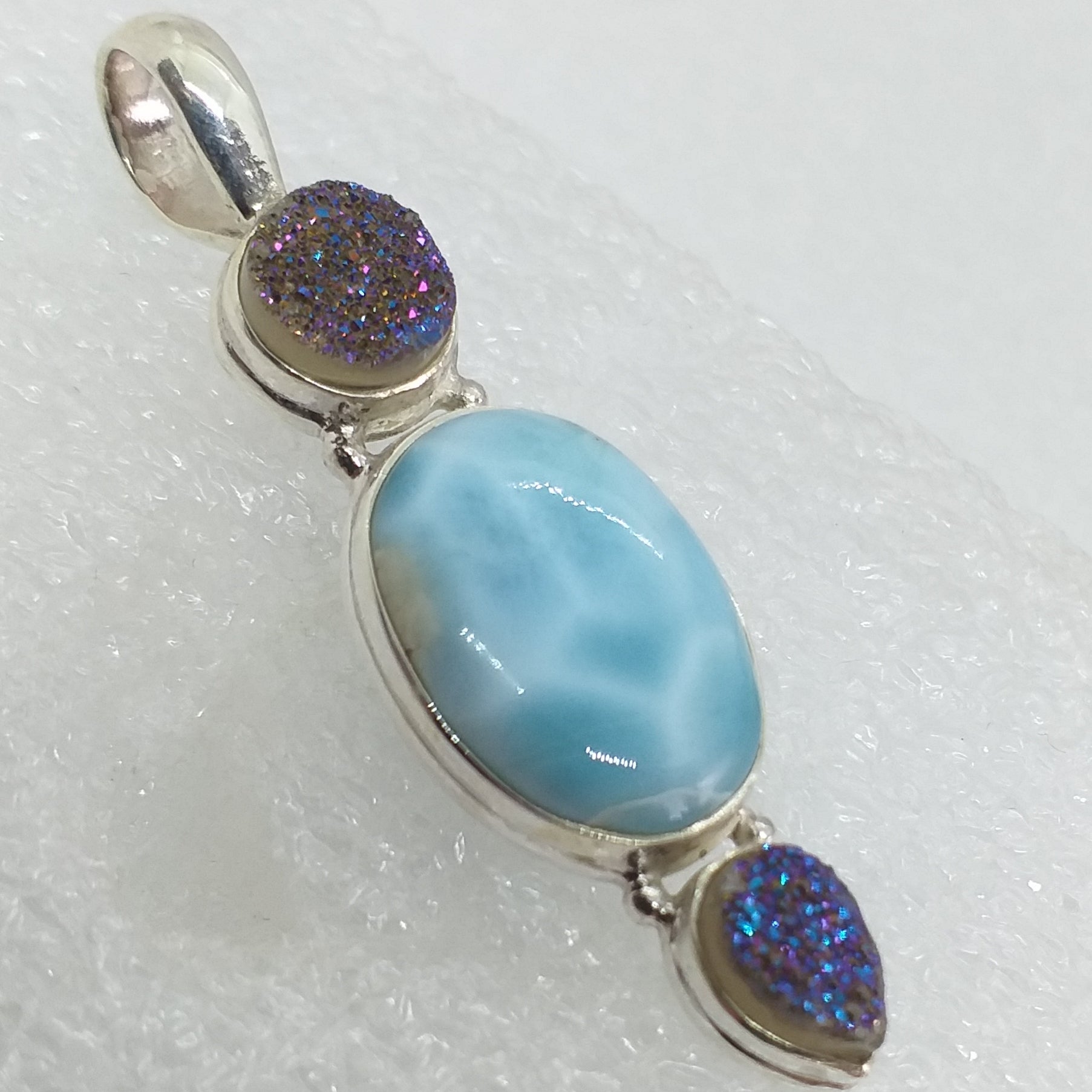 echter Natur LARIMAR Anhänger 925 Sterling Silber Achatdruse