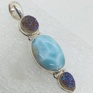 echter Natur LARIMAR Anhänger 925 Sterling Silber Achatdruse