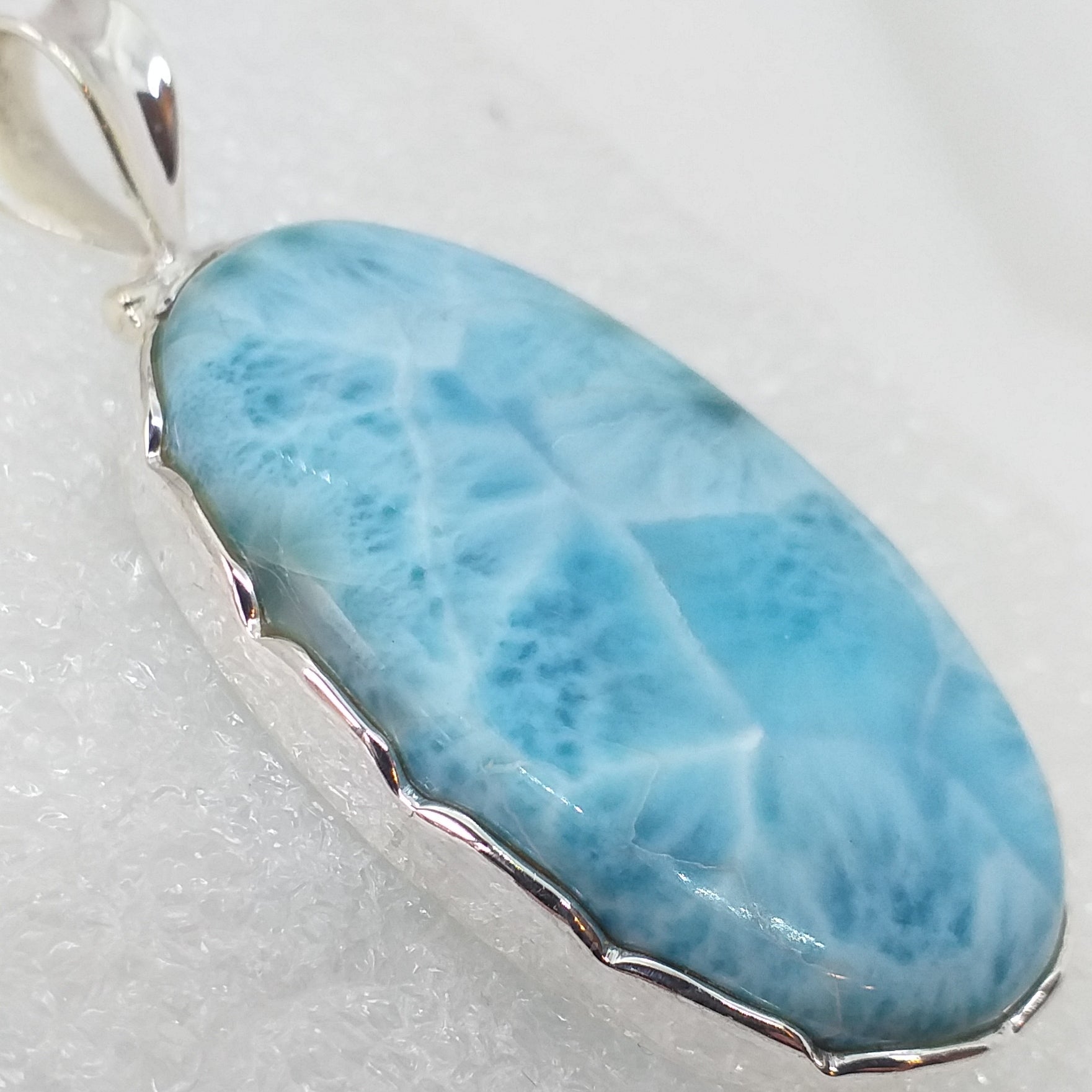 Rarität echter Natur LARIMAR TOP AAA Qualität Anhänger 925 Silber 57mm