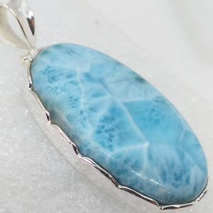Rarität echter Natur LARIMAR TOP AAA Qualität Anhänger 925 Silber 57mm