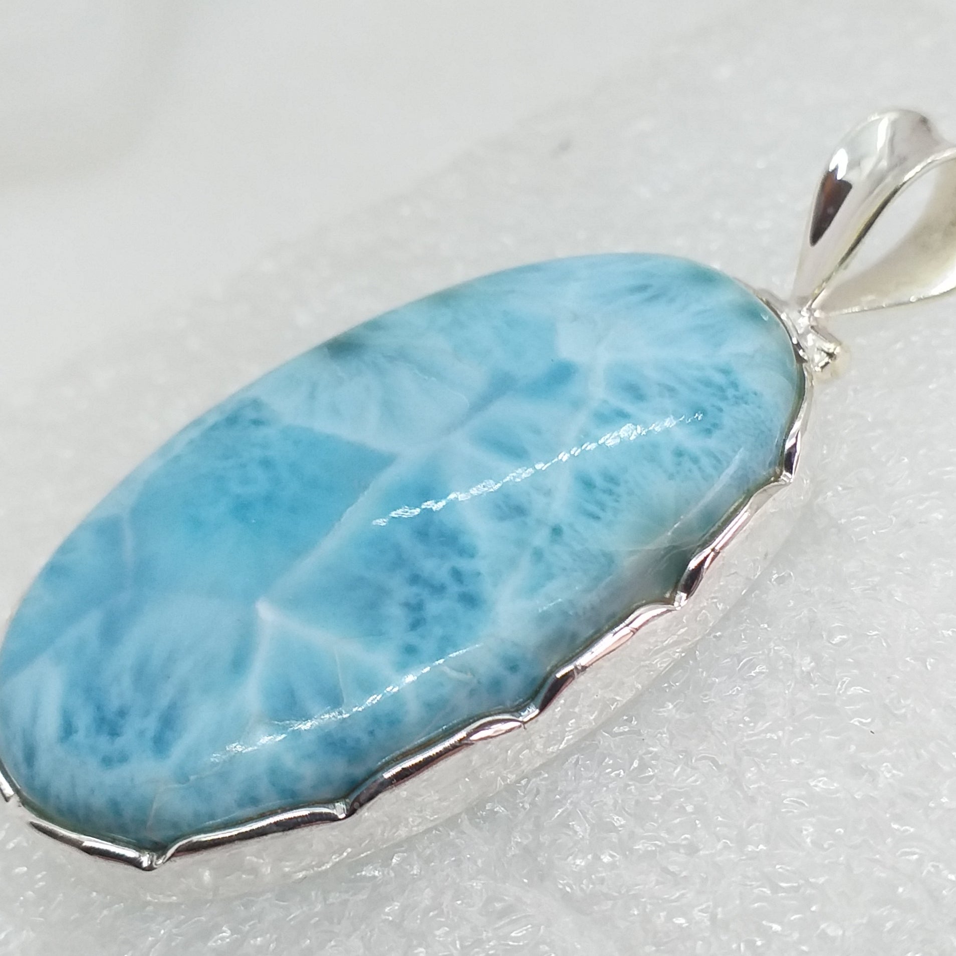 Rarität echter Natur LARIMAR TOP AAA Qualität Anhänger 925 Silber 57mm