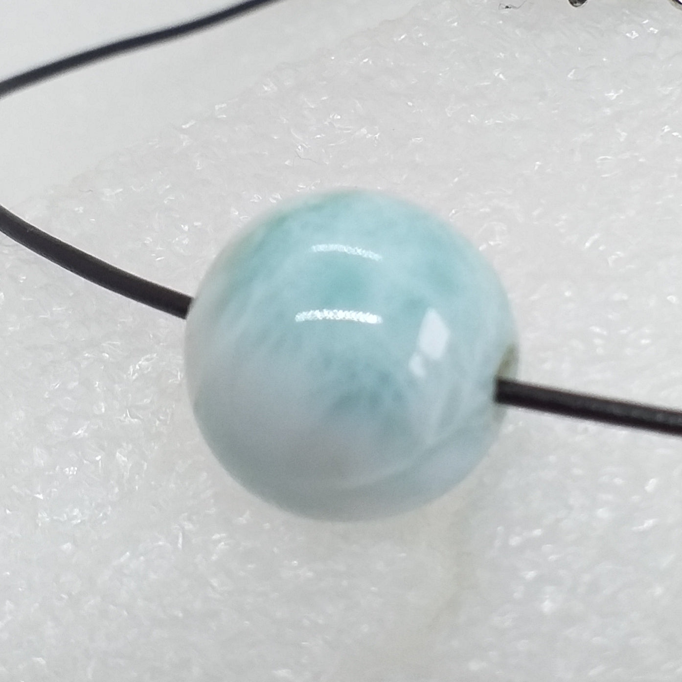 echter Natur LARIMAR Kugel 16 mm Kette 925 SilberLederband