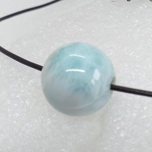 echter Natur LARIMAR Kugel 16 mm Kette 925 SilberLederband