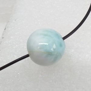 echter Natur LARIMAR Kugel 16 mm Kette 925 SilberLederband