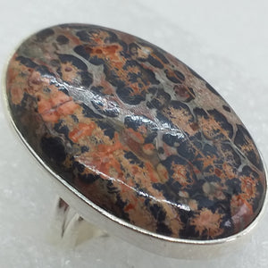 Leopard JASPIS Ring RIESIG Gr. 18 925 Sterling Silber 34 mm