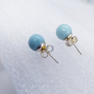 echter Natur LARIMAR Ohrringe Ohrstecker 8mm 925 Sterling Silber