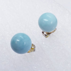 echter Natur LARIMAR Ohrringe Ohrstecker 8mm 925 Sterling Silber