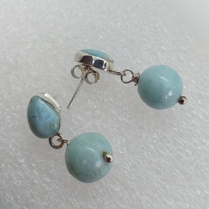 echter Natur LARIMAR Ohrringe Ohrstecker 925 Sterling Silber Ohrhänger