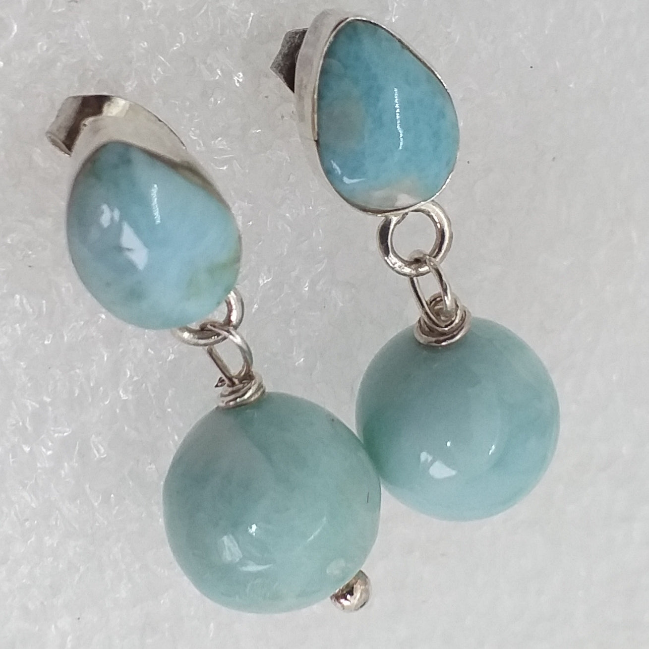 echter Natur LARIMAR Ohrringe Ohrstecker 925 Sterling Silber Ohrhänger
