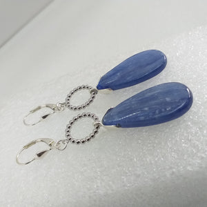 blauer KYANIT Ohrringe Klappbrisur 925 Sterling Silber Ohrhänger Brisur blau