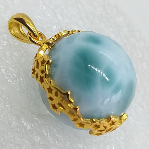 echter Natur LARIMAR TOP AAA Qualität Anhänger 925 Sterling Silber Gold vergoldet