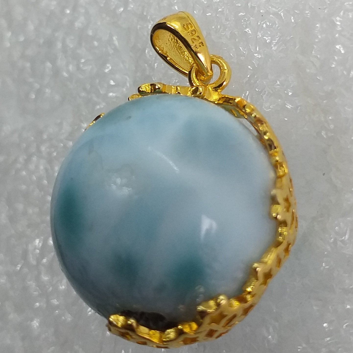 echter Natur LARIMAR TOP AAA Qualität Anhänger 925 Sterling Silber Gold vergoldet