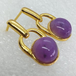 echter Natur Sugilith Ohrringe Ohrstecker 925 Sterling Silber Gold vergoldet