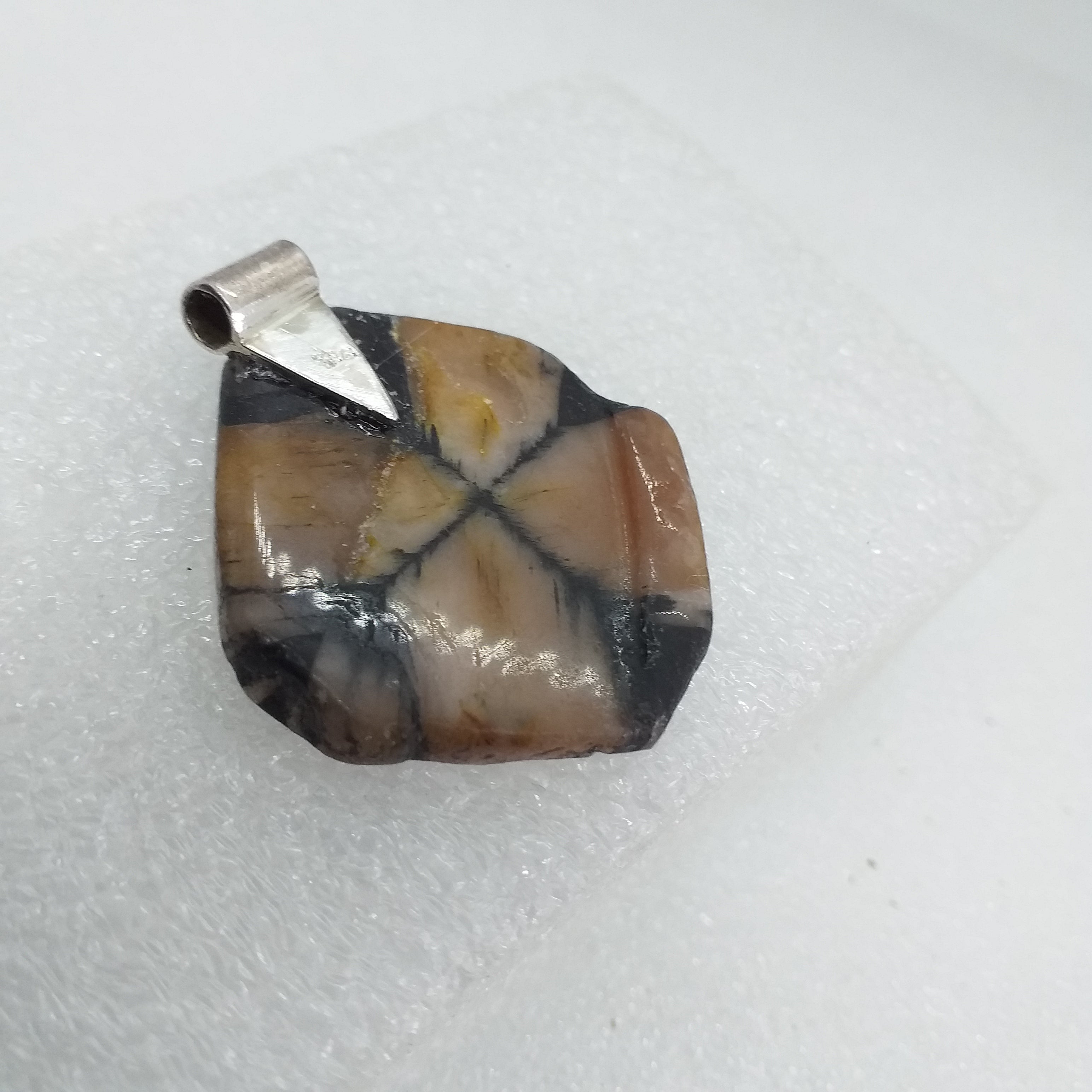 CHIASTOLITH Kreuzstein Anhänger 925 Sterling Silber Andalusit