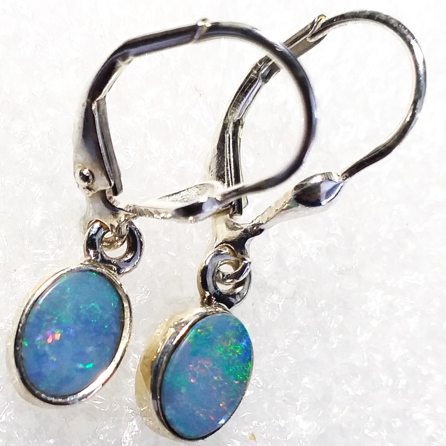 echter OPAL Australien Ohrringe Klappbrisur 925 Sterling Silber Ohrhänger Brisur