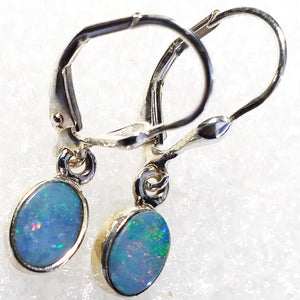 echter OPAL Australien Ohrringe Klappbrisur 925 Sterling Silber Ohrhänger Brisur