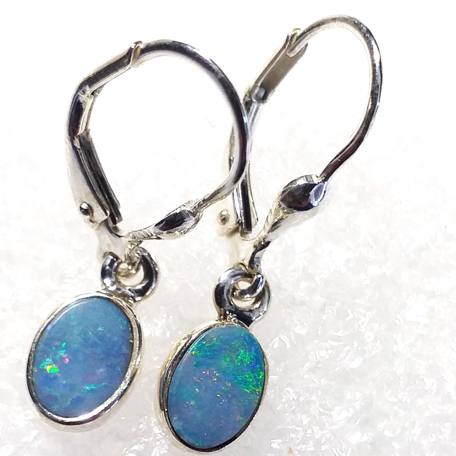 echter OPAL Australien Ohrringe Klappbrisur 925 Sterling Silber Ohrhänger Brisur